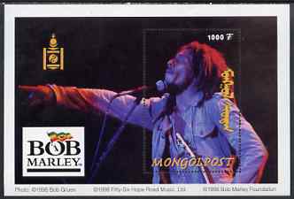 Mongolia 1998 Bob Marley perf m/sheet unmounted mint, stamps on pops, stamps on music, stamps on 