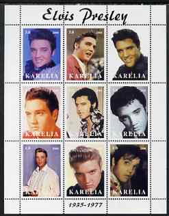 Karelia Republic 2000 Elvis Presley perf sheetlet containing 9 values unmounted mint, stamps on music, stamps on personalities, stamps on elvis, stamps on entertainments, stamps on films, stamps on cinema