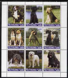 Touva 1999 Dogs #08 perf sheetlet containing set of 9 values unmounted mint, stamps on dogs