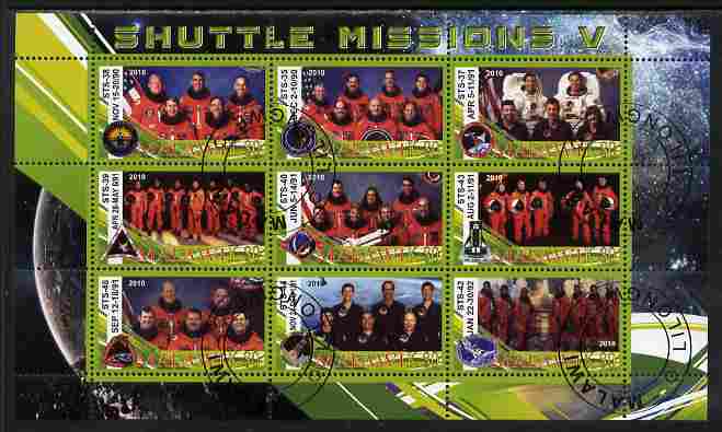 Malawi 2010 Space Shuttle Missions #05 perf sheetlet containing 9 values fine cto used, stamps on space, stamps on shuttle