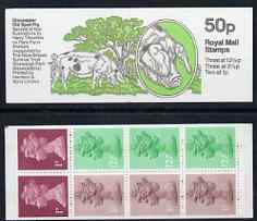 Great Britain 1982-83 Rare Farm Animals #2 (Gloucester Old Spot Pig) 50p booklet complete, SG FB24b (showing corrected rate 200g = 36p), stamps on farming, stamps on animals, stamps on pigs, stamps on swine