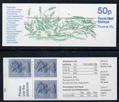Great Britain 1986-87 Pond Life #2 (Common Frog) 50p booklet complete, SG FB33 with cyl number B43, stamps on animals, stamps on amphibians, stamps on frogs, stamps on ponds
