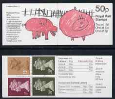 Great Britain 1988 London Zoo #1 (Childs Drawing of Pigs) 50p booklet complete, SG FB47, stamps on zoos, stamps on animals, stamps on pigs, stamps on swine, stamps on  zoo , stamps on zoos, stamps on 