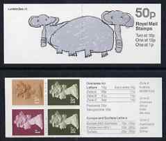 Great Britain 1988 London Zoo #4 (Childs Drawing of Elephants) 50p booklet complete, SG FB49, stamps on zoos, stamps on animals, stamps on elephants, stamps on  zoo , stamps on zoos, stamps on 