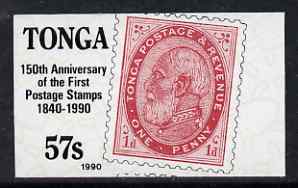 Tonga 1990 150th Anniversary of Penny Black 57s (1886 Tonga 1d) imperf plate proof unmounted mint as SG 1075, stamps on stamp on stamp, stamps on stamponstamp