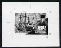Tonga 1997 Capt James Wilson & Duff 80s (from King George & Christianity Anniversary set) B&W photographic proof, scarce thus, as SG 1389, stamps on explorers, stamps on ships, stamps on missionaries