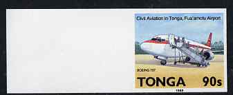 Tonga 1989 Boeing 737 90s from Aviation in Tonga set imperf marginal plate proof, as SG 1057, stamps on aviation, stamps on boeing, stamps on  737 , stamps on 