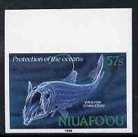 Tonga - Niuafoou 1989 Viperfish 57s (from Fishes of the Deep set) imperf marginal plate proof, as SG 115, stamps on marine life, stamps on fish
