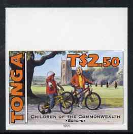 Tonga 1994 English Children with Bicycle 2p50 (from 25th Anniversary set) imperf proof unmounted mint, as SG 1295, stamps on bicycles, stamps on children