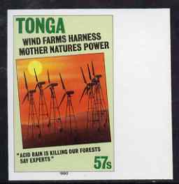 Tonga 1995 Wind Farm 57s (from Alternative Sources of Electricity set) imperf marginal plate proof unmounted mint as SG 1070, stamps on energy, stamps on electricity, stamps on windmills