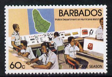 Barbados 1981 Hurricane Watch 60c with wmk sideways inverted unmounted mint SG 687Ei*, stamps on disasters    environment  science  weather     computers