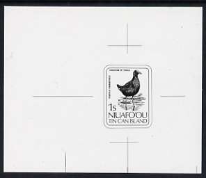 Tonga - Niuafoou 1983 Purple Swamphen 1s (from Birds set) B&W photographic Proof as SG 27, stamps on birds