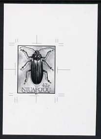 Tonga - Niuafoou 1991 Adult Beetle 42s (from Longhorned Beetle set) B&W photographic Proof similar to issued 57s value SG 158, stamps on insects, stamps on beetles