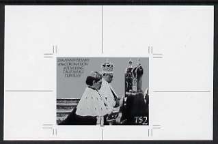 Tonga - Niuafoou 1992 Kings Coronation Anniversary 2p B&W photographic Proof as SG 181, stamps on royalty