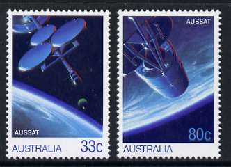 Australia 1986 AUSSAT National Communications Satellite system set of 2 unmounted mint, SG 998-99, stamps on , stamps on  stamps on space, stamps on  stamps on planets, stamps on  stamps on communications, stamps on  stamps on astronomy