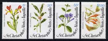 St Kitts-Nevis 1979 Flowers (1st Series) set of 4 unmounted mint, SG 417-20, stamps on flowers