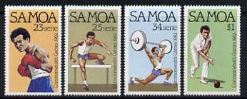 Samoa 1982 Commonwealth Games set of 4 unmounted mint, SG 625-28, stamps on sport, stamps on bowls, stamps on weightlifting, stamps on boxing, stamps on hurdles