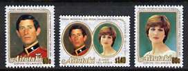 Cook Islands - Aitutaki 1981 Royal Wedding set of 3 unmounted mint, SG 391-93, stamps on royalty, stamps on charles, stamps on diana