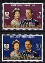 Bermuda 1975 Royal Visit set of 2 unmounted mint, SG 328-29, stamps on royalty, stamps on visits, stamps on arms, stamps on heraldry