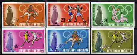 Togo 1968 Mexico Olympic Games imperf set of 6 from limited printing unmounted mint SG 603-608, stamps on olympics, stamps on boxing, stamps on wrestling, stamps on judo, stamps on running, stamps on martial arts