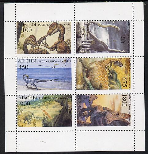 Abkhazia 1995 (April) Prehistoric Animals perf set of 6 unmounted mint, stamps on animals  dinosaurs