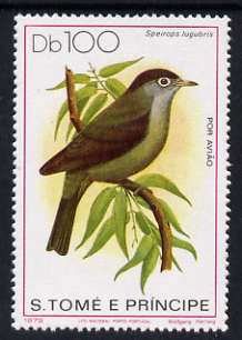 St Thomas & Prince Is 1979 Air 100d Black-Capped Speirops unmounted mint, Mi 609, stamps on birds