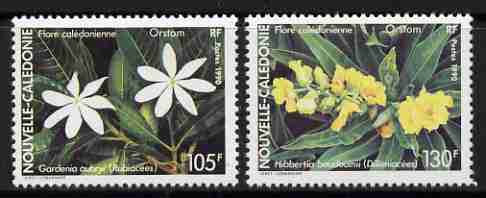 New Caledonia 1990 Flowers set of 2 unmounted mint, SG 903-04, stamps on flowers, stamps on gardenia, stamps on scots, stamps on scotland