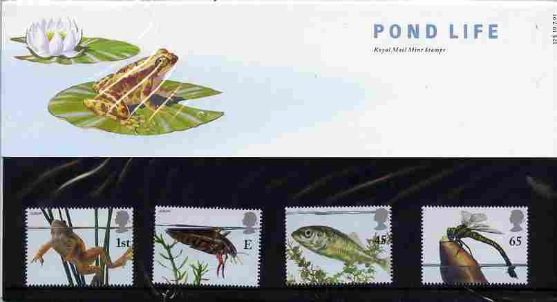 Great Britain 2001 Europa & Pond Life perf set of 4 in official presentation pack SG 2220-23, stamps on fish, stamps on insects, stamps on frogs, stamps on europa