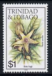 Trinidad & Tobago 1985-9 $1 Bois L'agli with '1989' imprint unmounted mint, SG 696, stamps on flowers