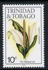 Trinidad & Tobago 1985-9 10c Maraval Lily with 1989 imprint unmounted mint, SG 687, stamps on flowers