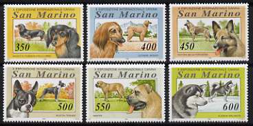 San Marino 1994 10th International Dog Show set of 6 unmounted mint, SG 1466-71                                                                                                                                                                                                                                                                                  , stamps on , stamps on  stamps on dogs, stamps on  stamps on dachshund, stamps on  stamps on afghan, stamps on  stamps on boston terrier, stamps on  stamps on mastiff, stamps on  stamps on malamute