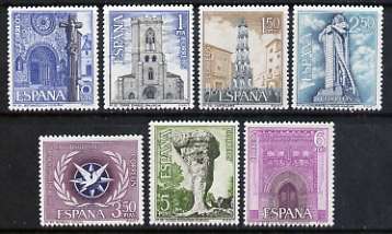 Spain 1967 Tourist Series and Int Tourist Year set of 8 unmounted mint, SG 1860-66, stamps on tourism, stamps on explorers, stamps on birds