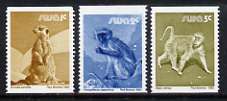 South West Africa 1980 Wildlife set of 3 perf x imperf unmounted mint, SG 366-68, stamps on , stamps on  stamps on animals, stamps on  stamps on monkey, stamps on  stamps on baboon, stamps on  stamps on meerkat