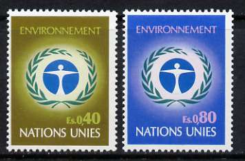 United Nations (Geneva) 1972 UN Environmental Conservation Conference set of 2 unmounted mint, SG G25-26, stamps on nuclear, stamps on science