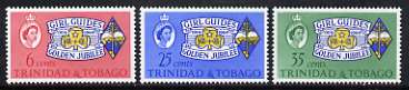 Trinidad & Tobago 1964 Golden Jubilee of Trinidad & Tobago Girl Guides Association set of 3 unmounted mint, SG 308-10, stamps on scouts, stamps on guides
