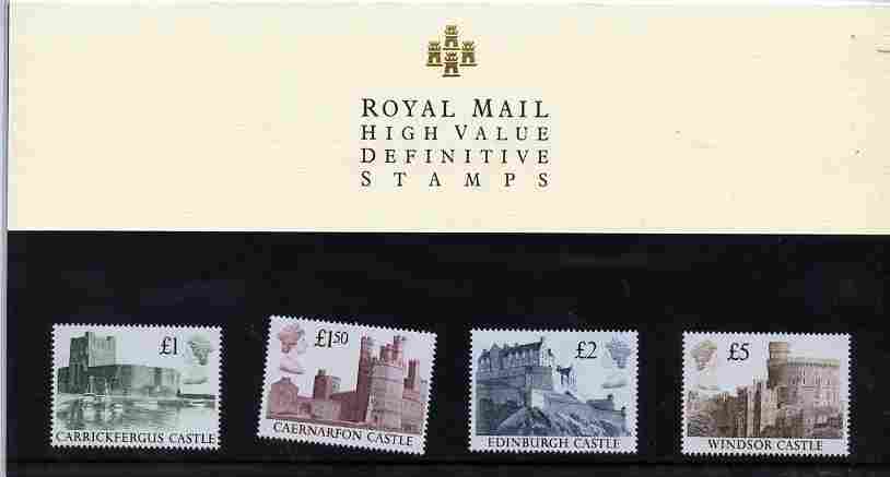 Great Britain 1988 Castle High Value set of 4 in official presentation pack SG 1410-13, stamps on castles