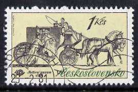 Czechoslovakia 1981 1k Mail Coach from Historic Coaches in Postal Museum set of 5, fine cto used, SG 2558, stamps on horses, stamps on transport, stamps on mail coaches