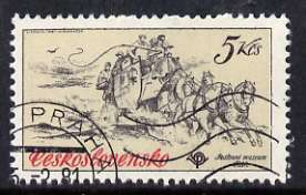 Czechoslovakia 1981 5k Mail Coach from Historic Coaches in Postal Museum set of 5, fine cto used, SG 2560, stamps on horses, stamps on transport, stamps on mail coaches