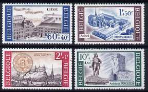 Belgium 1966 Cultural Series set of 4 historic buildings unmounted mint, SG 1978-81, stamps on religion, stamps on churches, stamps on heritage, stamps on buildings