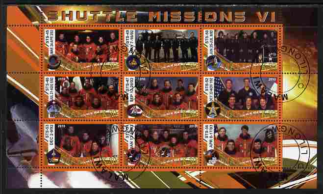 Malawi 2010 Space Shuttle Missions #06 perf sheetlet containing 9 values fine cto used, stamps on space, stamps on shuttle