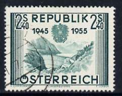 Austria 1955 Limberg Dam 2s40 from 10th Anniversary of Re-establishment of Austrian Republic set of 5, fine used SG 1273, stamps on dams, stamps on water