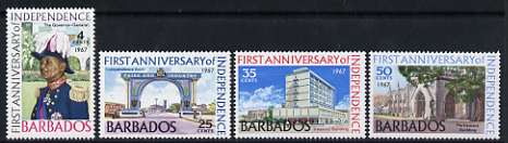Barbados 1967 1st Anniversary of Independence set of 4 unmounted mint, SG 367-70, stamps on architecture, stamps on 