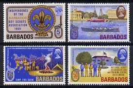 Barbados 1969 Independence of Barbados Boy Scouts Association and 50th Anniversary of Barbados Sea Scouts set of 4 unmounted mint, SG 393-96, stamps on scouts, stamps on ships, stamps on knots