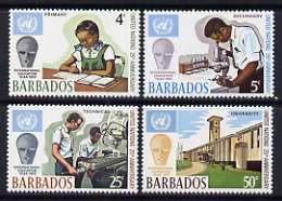 Barbados 1970 25th Anniversary of UN and International Education Year set of 4 unmounted mint, SG 415-18, stamps on united nations, stamps on education, stamps on microscopes