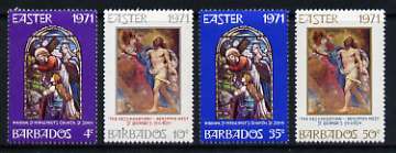 Barbados 1971 Easter set of 4 unmounted mint, SG 425-28, stamps on easter, stamps on stained glass, stamps on arts