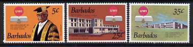 Barbados 1973 25th Anniversary of University of West Indies set of 3 unmounted mint, SG 476-78, stamps on education