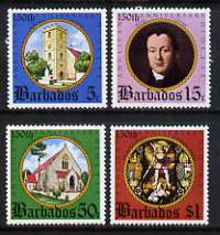 Barbados 1975 150th Anniversary of Anglican Diocese set of 4 unmounted mint, SG 526-29, stamps on religion, stamps on churches, stamps on stained glass