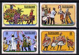 Barbados 1975 Crop-over Festival set of 4 unmounted mint, SG 531-34, stamps on dancing, stamps on costumes, stamps on music, stamps on horses, stamps on maypole