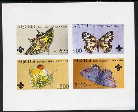 Abkhazia 1995 Butterflies (with Scout emblem) imperf set of 4 unmounted mint, stamps on butterflies  scouts
