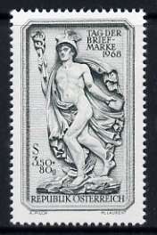 Austria 1968 Mercury 3s50 + 80g Stamp Day unmounted mint, SG 1536, stamps on postal, stamps on mythology